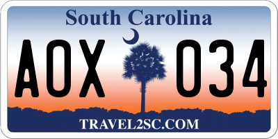 SC license plate AOX034