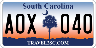 SC license plate AOX040
