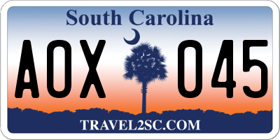 SC license plate AOX045