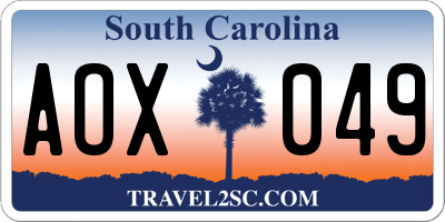 SC license plate AOX049