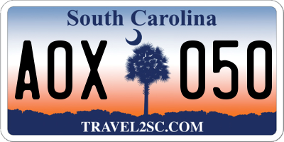 SC license plate AOX050