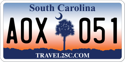 SC license plate AOX051