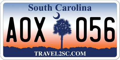 SC license plate AOX056