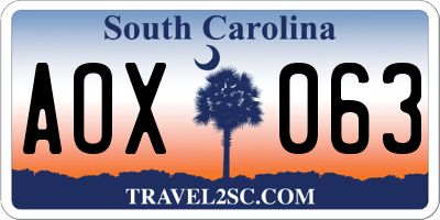SC license plate AOX063