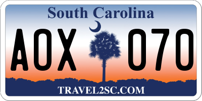 SC license plate AOX070