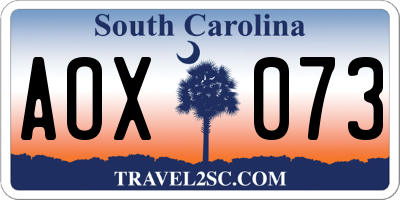 SC license plate AOX073