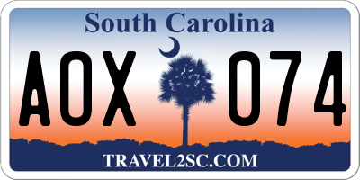 SC license plate AOX074