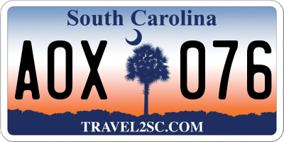 SC license plate AOX076