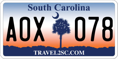 SC license plate AOX078
