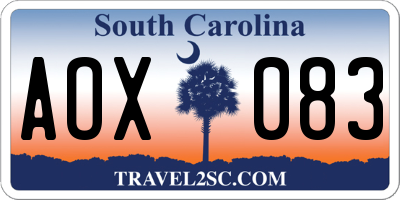 SC license plate AOX083