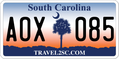 SC license plate AOX085