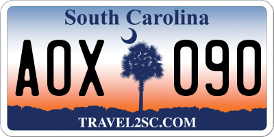 SC license plate AOX090