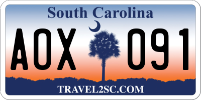SC license plate AOX091