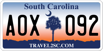 SC license plate AOX092