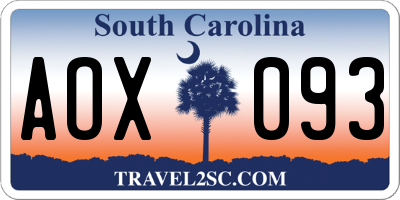 SC license plate AOX093