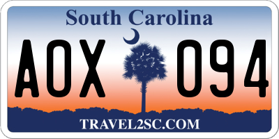 SC license plate AOX094