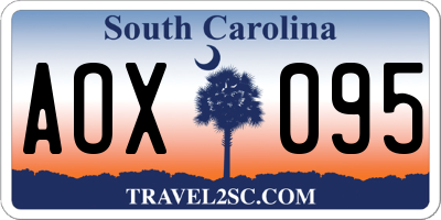 SC license plate AOX095