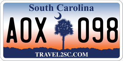 SC license plate AOX098