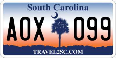 SC license plate AOX099