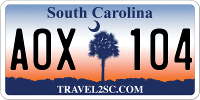 SC license plate AOX104