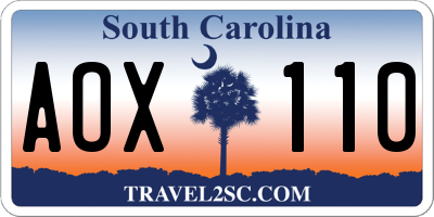 SC license plate AOX110