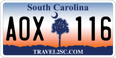SC license plate AOX116