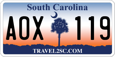 SC license plate AOX119