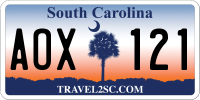 SC license plate AOX121