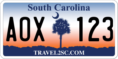 SC license plate AOX123