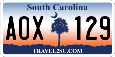 SC license plate AOX129