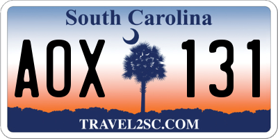 SC license plate AOX131