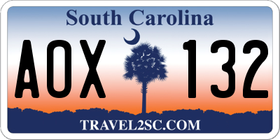 SC license plate AOX132