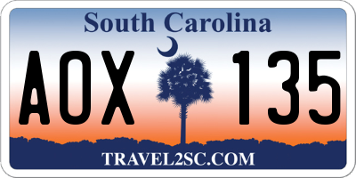 SC license plate AOX135