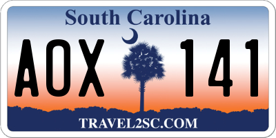 SC license plate AOX141