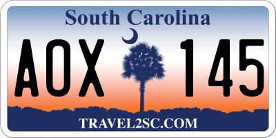 SC license plate AOX145