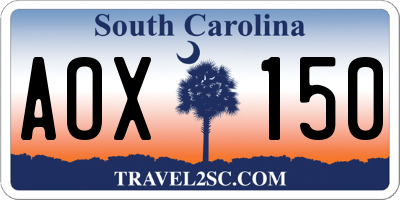 SC license plate AOX150