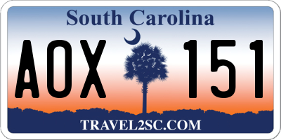 SC license plate AOX151