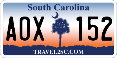 SC license plate AOX152