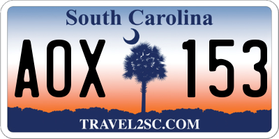 SC license plate AOX153