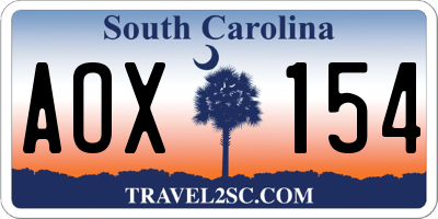 SC license plate AOX154