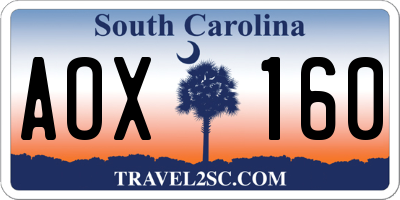 SC license plate AOX160
