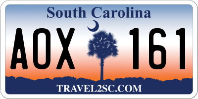 SC license plate AOX161