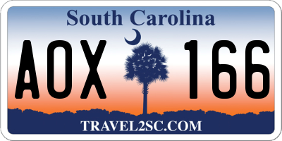 SC license plate AOX166