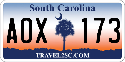 SC license plate AOX173