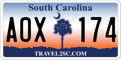 SC license plate AOX174
