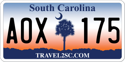 SC license plate AOX175
