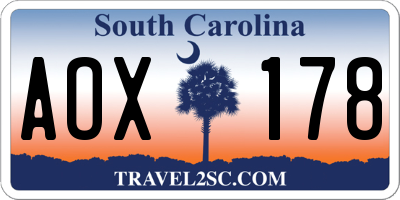 SC license plate AOX178