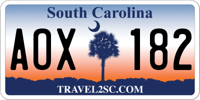 SC license plate AOX182