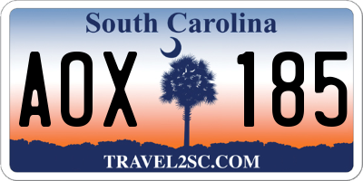 SC license plate AOX185