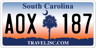 SC license plate AOX187